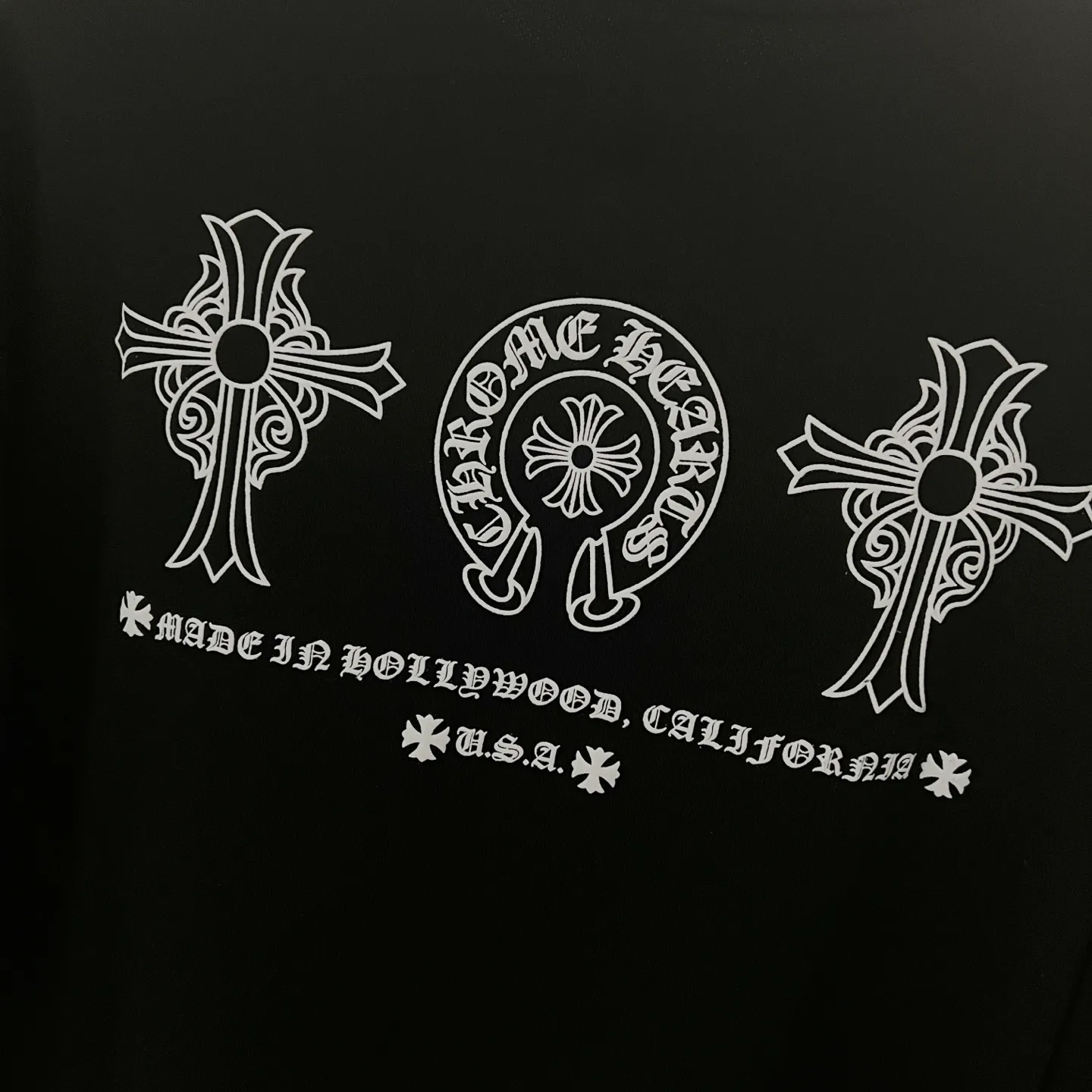 P220 chrome hearts/Chrome Hearts 420g pure cotton round-neck sweatshirt Front and back logo cross Sanskrit letters LOGO foam printing process Official synchronization 1:1 original mold opening Fashion personality Versatile trend Pure original quality Original washed fabric Tag Collar label Washed wheat Three complete labels Color: Black. White. Size: XS-L